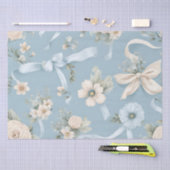 Papier Mousseline Bleu pâle et blanc Fowers et vaches (Artisanat)