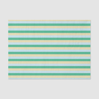 Papier Mousseline Bleu pâle, vert d'Aqua et rayures beiges