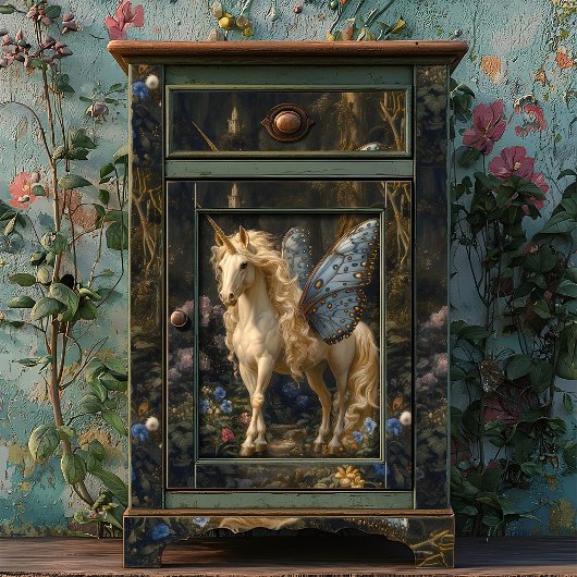 Papier Mousseline Bleu Papillon aile Unicorne Découpage