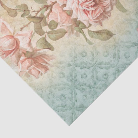 Papier Mousseline Bleu papillon floral Script Ephemera Découpage (Détail)