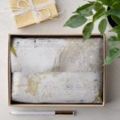 Papier Mousseline Bleu Paruline Oiseau Papillon Musique Gold Découpa (Cadeau)