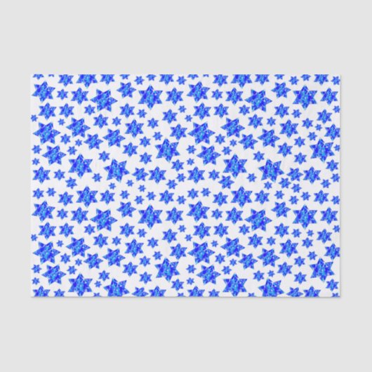 Papier Mousseline Bleu Peinture Splatter Étoiles juives (Recto)