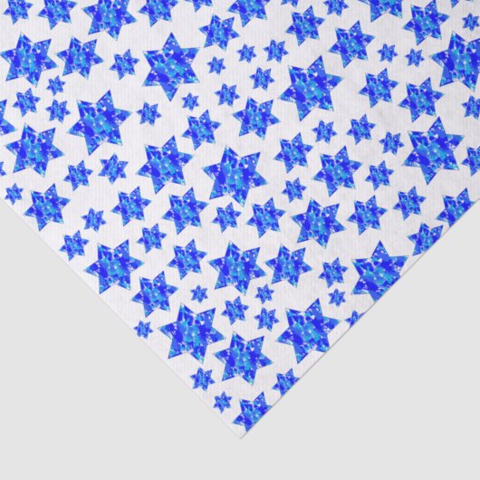 Papier Mousseline Bleu Peinture Splatter Étoiles juives (Détail)