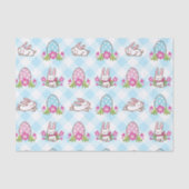Papier Mousseline Bleu Plaid Bunny (Recto)