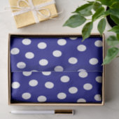 Papier Mousseline Bleu Pois blanc (Cadeau)