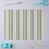 Papier Mousseline Bleu Poussiéreux & Vert Sauge Rayures Multi-Largeu (Artisanat)