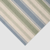 Papier Mousseline Bleu Poussiéreux & Vert Sauge Rayures Multi-Largeu (Détail)
