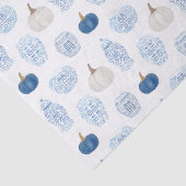 Papier Mousseline Bleu Préppy Et Blanc Citrouille Ginger Jars Chute (Détail)