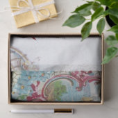 PAPIER MOUSSELINE BLEU ROMANTIQUE FLEURS ROSES, COLOMBE, ROSES ET PA (Cadeau)