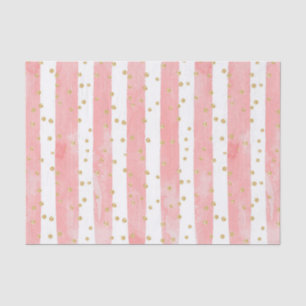 Papier Mousseline Bleu rose Faux Gold Confetti