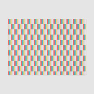 Papier Mousseline Bleu rouge et rayures jaune