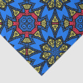 Papier Mousseline Bleu Rouge Jaune Tribal Africain Motif ethnique (Détail)