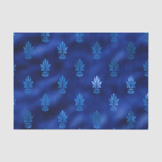 Papier Mousseline Bleu Royal et Argent (Recto)