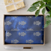 Papier Mousseline Bleu Royal et Argent (Cadeau)