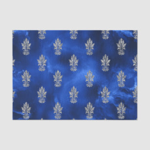 Papier Mousseline Bleu Royal et Argent