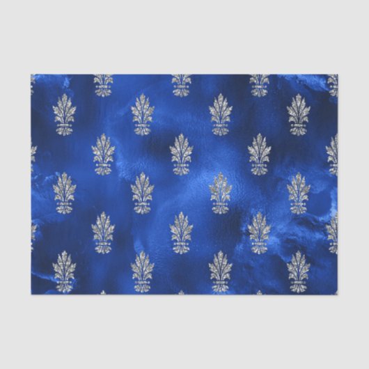 Papier Mousseline Bleu Royal et Argent (Recto)