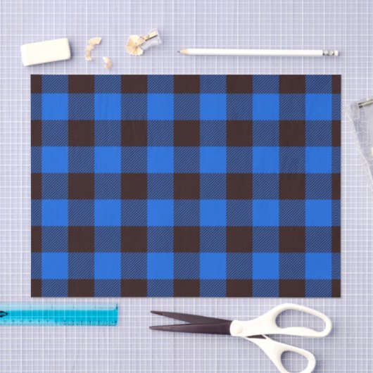 Papier Mousseline Bleu Rustique Agritourisme Chèques Motif Plaid (Artisanat)