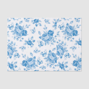 Papier Mousseline bleu, shabby chic, rose, victorien, motif, élégant