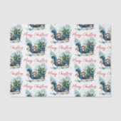 Papier Mousseline Bleu Sled Bébé Reindeer (Recto)