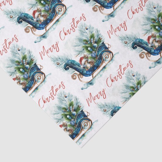 Papier Mousseline Bleu Sled Bébé Reindeer (Détail)