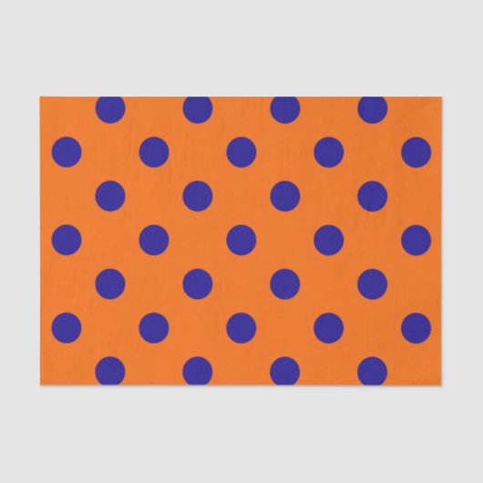Papier Mousseline Bleu Sur Orange Pois Design Motif (Recto)
