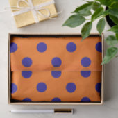Papier Mousseline Bleu Sur Orange Pois Design Motif (Cadeau)