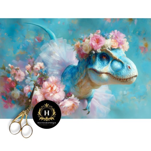 Papier Mousseline Bleu T-Rex Ballerina Découpage de la couronne fleu