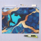 Papier Mousseline Bleu tendance en or faux marbre (Artisanat)