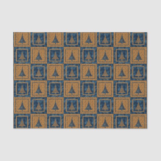 Papier Mousseline Bleu Tigre Imprimer Arbre de Noël Motif (Recto)