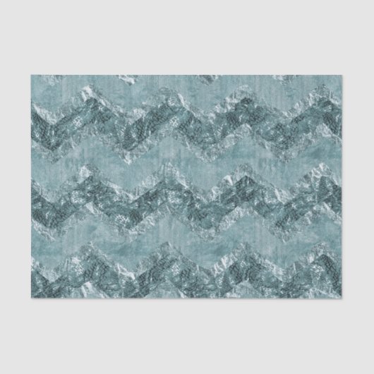 Papier Mousseline Bleu turquoise Chevron Zigzag Stripes (Recto)