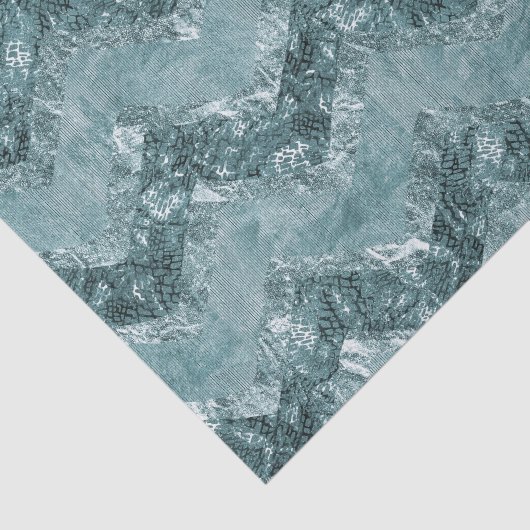 Papier Mousseline Bleu turquoise Chevron Zigzag Stripes (Détail)