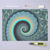 Papier Mousseline Bleu Turquoise Orange Abstrait Fractal Art (Artisanat)