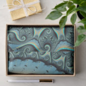 Papier Mousseline Bleu Turquoise Orange Abstrait Fractal Art (Cadeau)