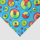 Papier Mousseline Bleu, Vert et Disque Rouge Golf Thème Anniversaire (Détail)