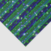 Papier Mousseline Bleu vert rayures avec étoiles et Raindrops (Détail)