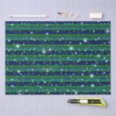 Papier Mousseline Bleu vert rayures avec étoiles et Raindrops (Artisanat)