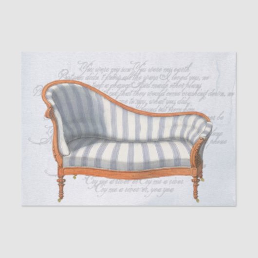 Papier Mousseline Bleu victorien Stripe Chaise Lounge Tissu Papier (Recto)