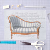 Papier Mousseline Bleu victorien Stripe Chaise Lounge Tissu Papier (Artisanat)