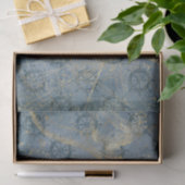 Papier Mousseline Bleu vintage et Gold Nautique (Cadeau)