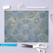 Papier Mousseline Bleu vintage et Gold Nautique (Artisanat)