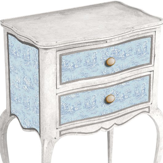 Papier Mousseline bleu vintage gris toile de jouy