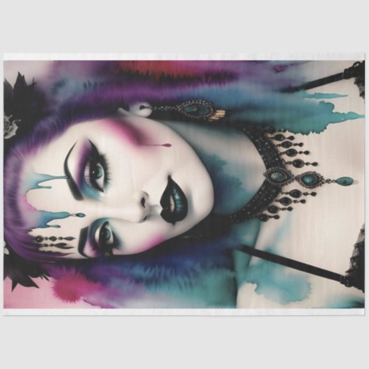 Papier Mousseline Bleu violet belle Goth Performer Découpage (Recto)