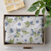 Papier Mousseline Bleus et fleurs  (Cadeau)
