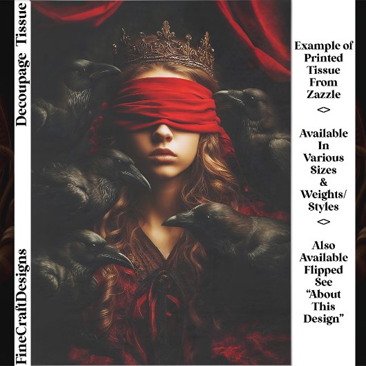 Papier Mousseline Blindfolded Gothic Queen of Ravens FC5R Decoupage