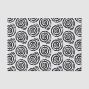 Papier Mousseline Bloc de coquillages en spirale Impression, noir et