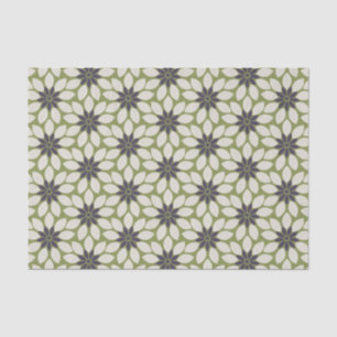 Papier Mousseline Bloc Imprimer Carrelage Fleurs bleu crème vert