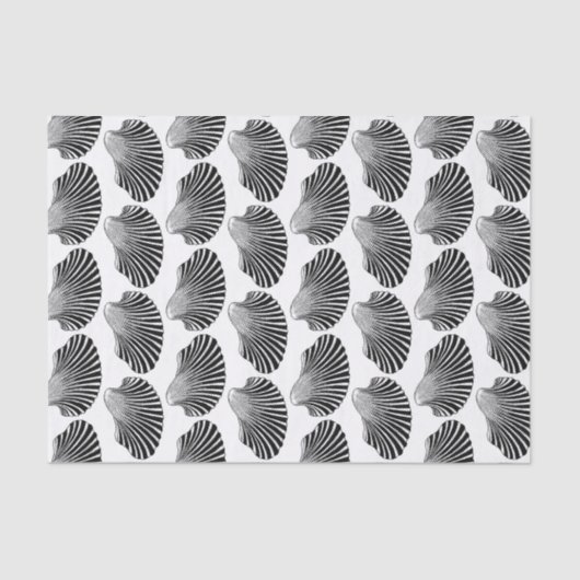 Papier Mousseline Blocage de coquille de saint Jacques, noir et blan (Recto)