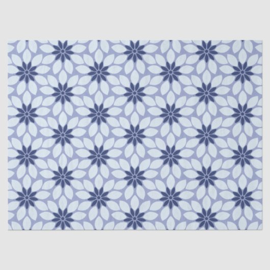 Papier Mousseline Blocage Imprimer Carrelage Fleurs bleues (Recto)