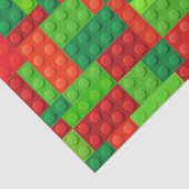 Papier Mousseline Blocs de briques de construction rouge et verte | (Détail)