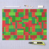 Papier Mousseline Blocs de briques de construction rouge et verte | (Artisanat)